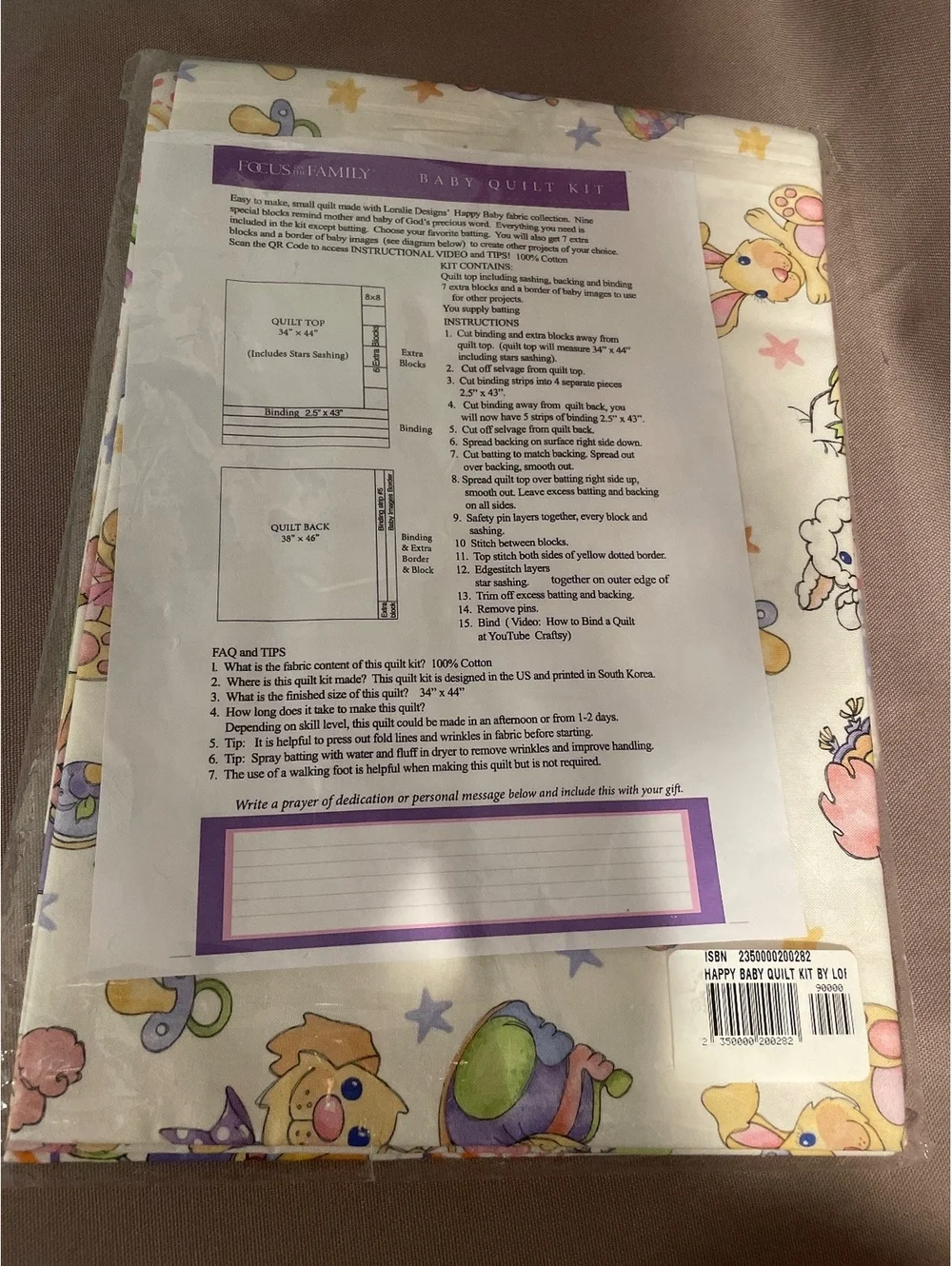 Focus On The Family Celebrate Life Quilt Kit Loralie Designs Christian NWT